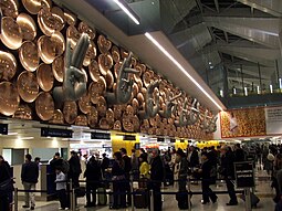 Shown here is the check-in counter at Terminal 3 of the airport.