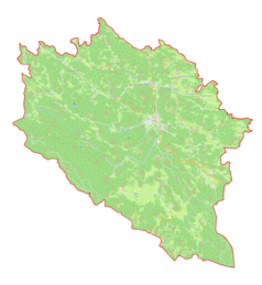 Mapa konturowa gminy Idrija, po prawej znajduje się punkt z opisem „Dole”