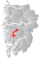 Vaksdal markert med rødt på fylkeskartet