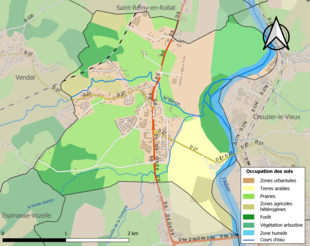 Carte en couleurs présentant l'occupation des sols.