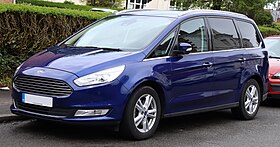 Front three-quarter view of a 2016 Ford Galaxy Titanium.