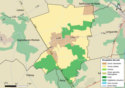 Carte des infrastructures et de l'occupation des sols en 2018 (CLC) de la commune.