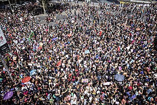 Marcha del Día Internacional de la Mujer. Santiago de Chile, 2020.