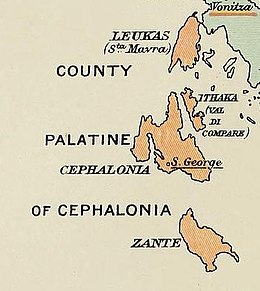 Contea Palatina di Cefalonia e Zante - Localizzazione