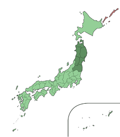 Tohoku regionun yerləşməsi