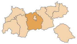 Lage des Bezirks Bezirk Innsbruck-Land im Bundesland Tirol (anklickbare Karte)