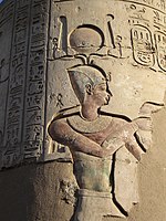 Bajorrelieve: en el templo de Kom Ombo en Egipto.
