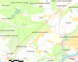 Mapa obce Rochefort-du-Gard