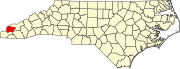 Harta statului North Carolina indicând comitatul Graham