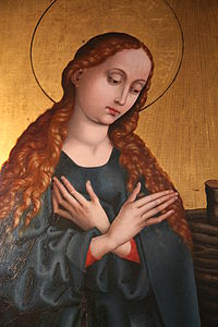 Mary, detail, Orlier altarpiece