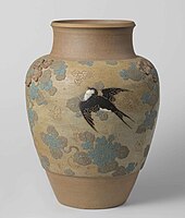 Stoneware vase with swallow, mid-1880s