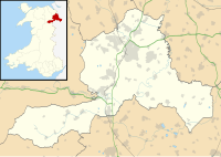 Map of Wrexham within Wales