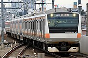 東小金井駅にて中央線快速グリーン車組み込みの試運転の様子。