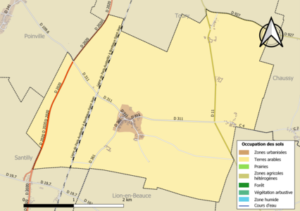 Carte des infrastructures et de l'occupation des sols de la commune en 2018 (CLC).