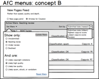 AfC menus: concept B