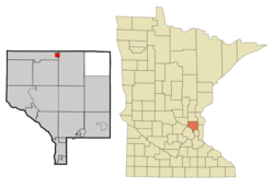 Location of the city of Bethel within Anoka County, Minnesota