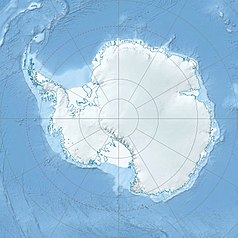 Mapa konturowa Antarktyki, po lewej nieco u góry znajduje się punkt z opisem „Gardner Inlet”