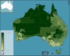Porcentaxe de poboación aborixe en Australia segundo o censo de 2011.