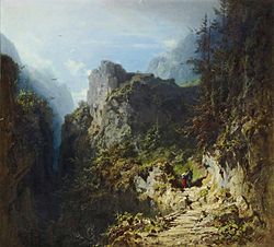 Mountain Landscape with Lovers 1863