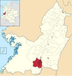 Location of the municipality and city of Cali in the Valle del Cauca Department.