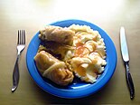 Gołąbki (meat-stuffed cabbage rolls) with mashed potatoes on the side