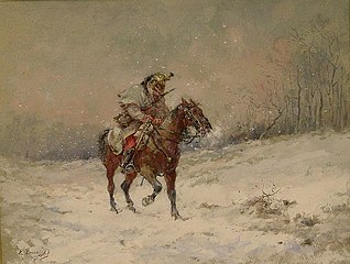 Pruský kavalerista ve sněhu, soukr. sbírka