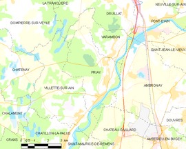 Mapa obce Priay