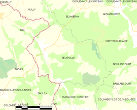 Mapa obce Beurville