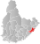 Arendal markert med rødt på fylkeskartet