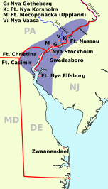 Karte von Neuschweden um 1650