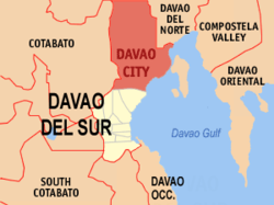 Bản đồ của Vùng Davao với Davao (thành phố) được tô sáng