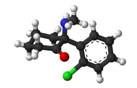 (S)-ketamin, top-çubuk modeli.