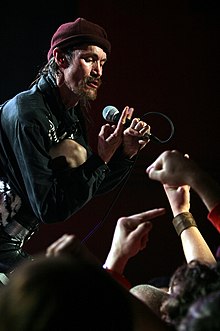 SNFU vocalist Ken Chinn at the Starlite Room, Edmonton, Alberta