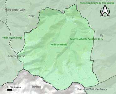 Carte de la ZNIEFF de type 1 sur la commune.