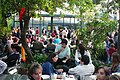 La terrasse de café franco-allemande à l'Alliance française de Porto.