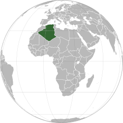 Vị trí của Algérie (xanh) trên thế giới.