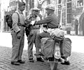 Members of the Belgian Resistance with a Canadian soldier in Bruges, September 1944 during the Battle of the Scheldt