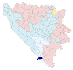 ボスニア・ヘルツェゴビナでのネウムの位置の位置図