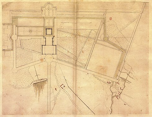 Site plan for the Château de Richelieu (c. 1639), drawing by Jacques Lemercier