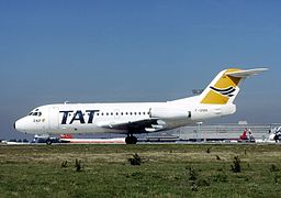Fokker F28 de la TAT (Transport Aérien Transrégional) en 1991 à Paris-Orly