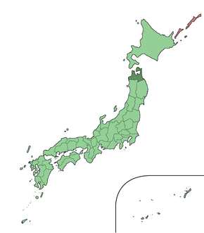 Prefektura Aomori na mapě Japonska