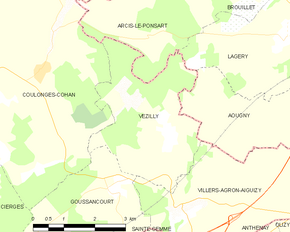 Poziția localității Vézilly