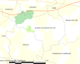 Mapa obce Auvers-sous-Montfaucon