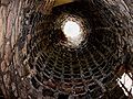 Looking up inside the doocot at Newark Castle