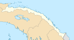 Mapa konturowa Kuna Yala, blisko górnej krawiędzi po lewej znajduje się punkt z opisem „PVE”
