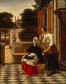 Pieter de Hooch, La Maîtresse et la servante au seau, vers 1660, musée de l'Ermitage