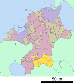 Lokasi Yame di Prefektur Fukuoka