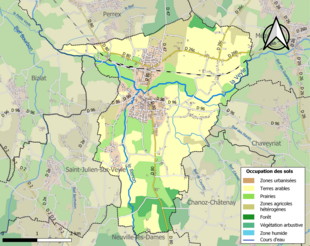 Carte en couleurs présentant l'occupation des sols.