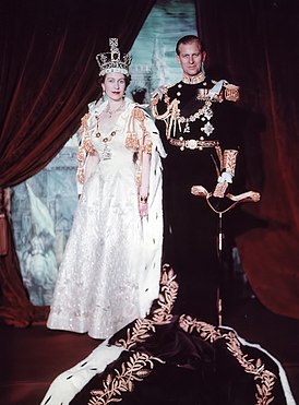 Коронационный портрет королевы Елизаветы II с её мужем Филиппом, герцогом Эдинбургским