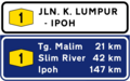 Federal Road distance sign with road name